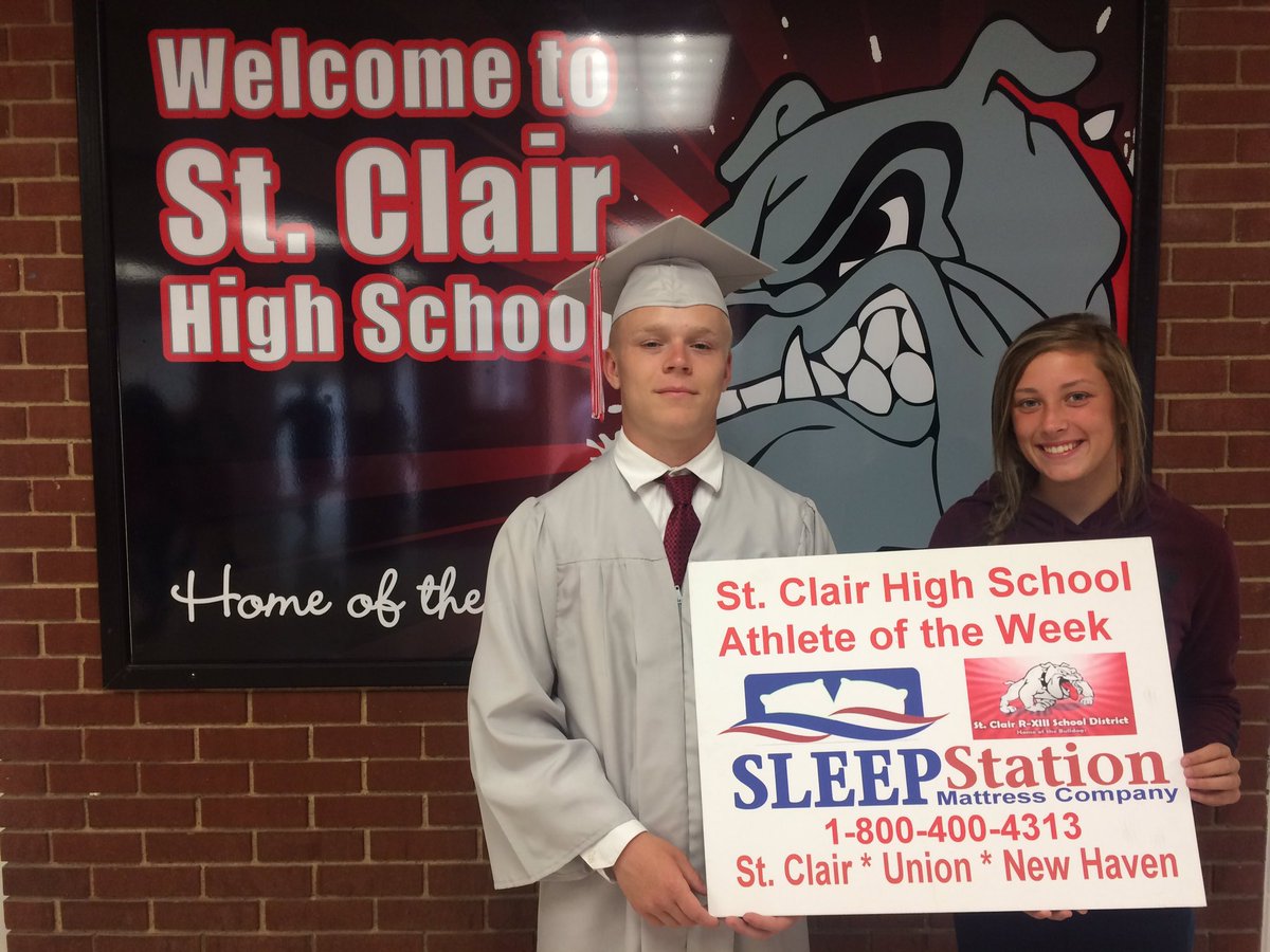 STCBulldogs's tweet photo. Congrats Adam Hinson & Chevelle Ammerman, Sleep Station Athletes of the Week! #AoftheW #STCR13 @StClairR13 https://t.co/ngpsP7D40Q