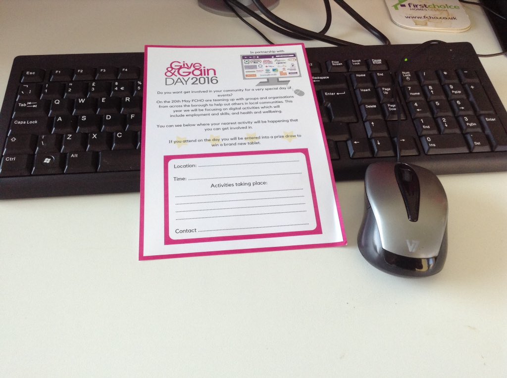 #giveandgain 20th May.We'll be hosting a range of digital inclusion activities at various venues. #fchodigital