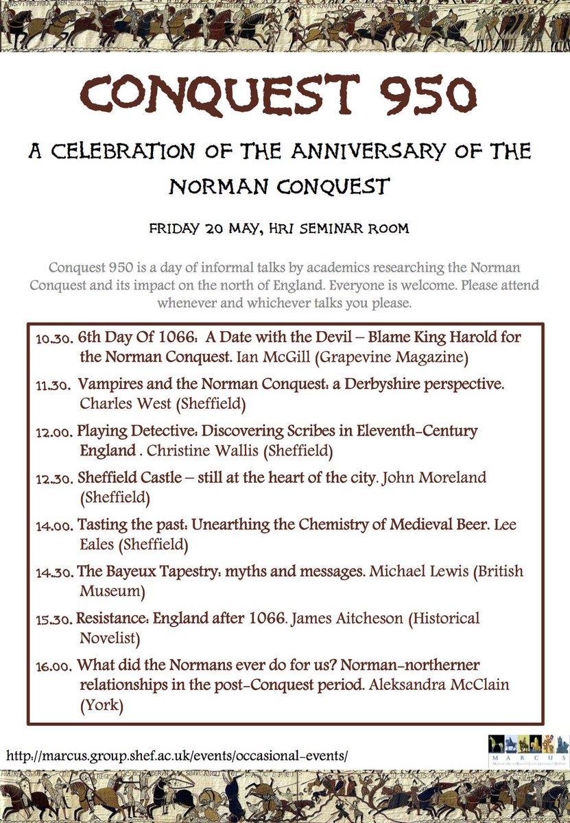 JamesAitcheson's tweet photo. Here's the full programme for #Conquest950 in Sheffield on 20 May. Lots of great speakers. Did I mention it's free? https://t.co/KZuCWESgvE
