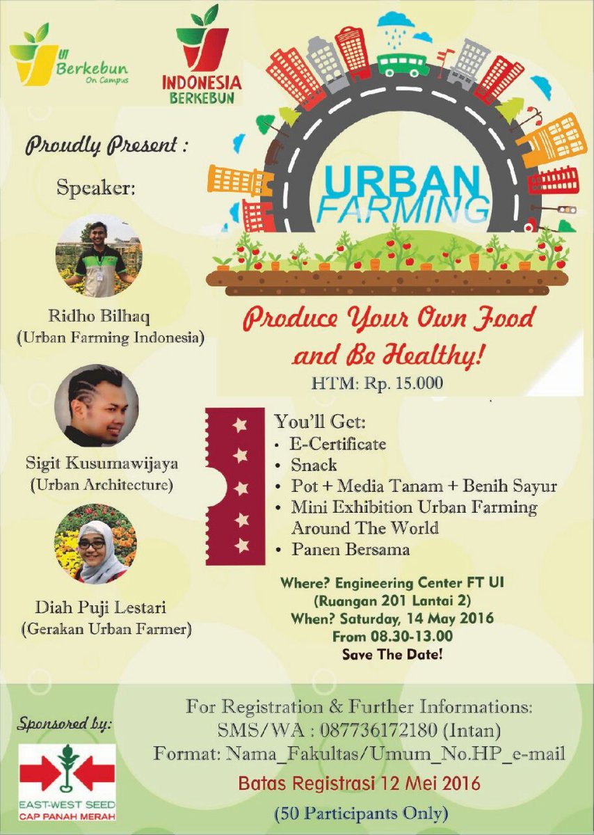 Pendaftaran seminar Urban Farming sudah ditutup, terima kasih animo pendaftarannya! :D

See you in 14th May.