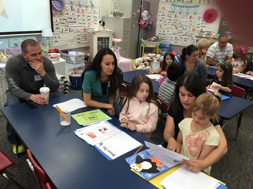 Kindergarten parents enjoy Writer's Fair. Wow, GREAT AUTHORS.