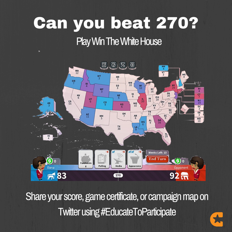 icivics's tweet photo. Get Your Game On!
Play Win the White House: https://t.co/9o1Kn11090
#EducateToParticipate #sschat #GamerVote https://t.co/ZAdZSsv8Jn