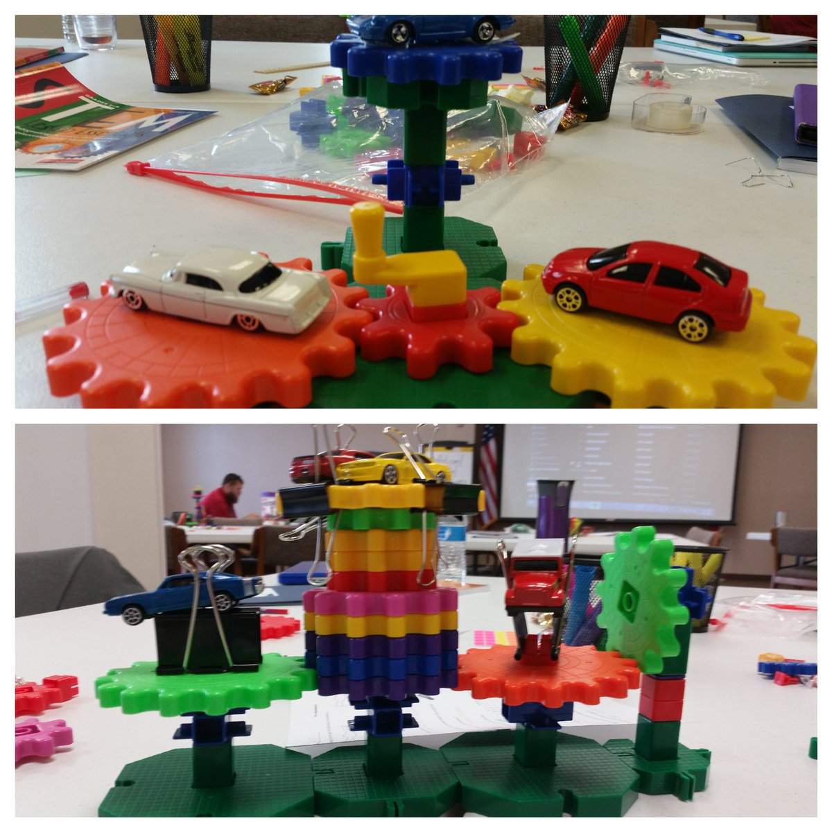NEFEC_STEM's tweet photo. (2) Flagler teachers explored properties of gears to design a display for a car show! @FlaglerSchools #NEFECPL https://t.co/z8wgKHqUl8