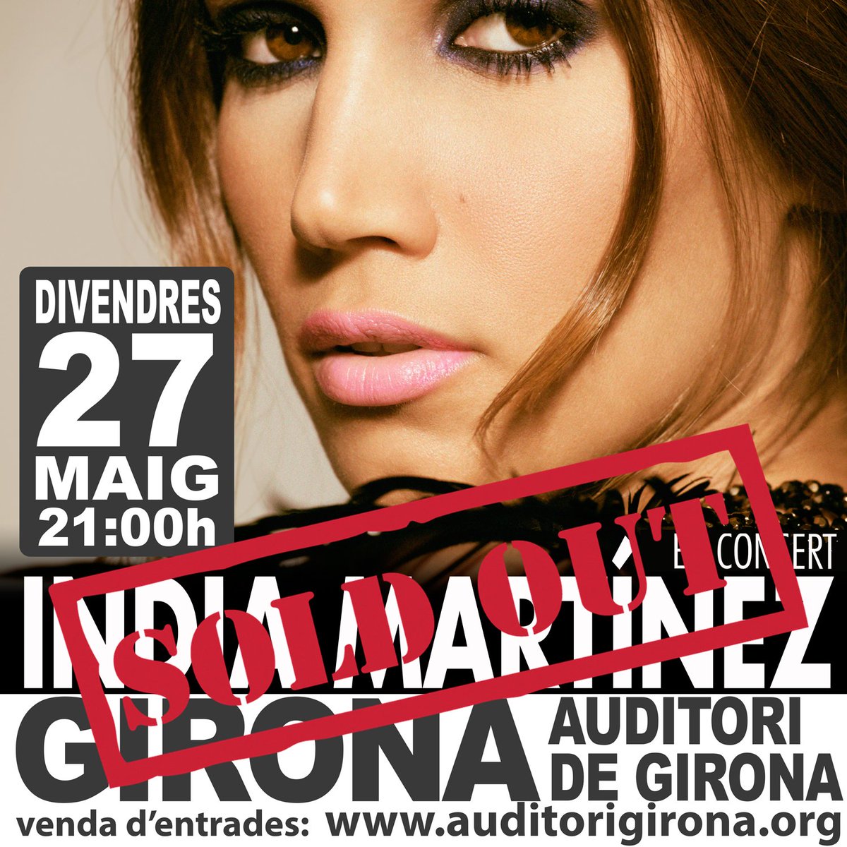 Tonimadeo's tweet photo. @IndiaMartinez  Sold Out en su concierto en @auditori_gi inaugura gira a lo grande. Felicidades @_WhiteandBright 👏👏 https://t.co/Ya8hWkXxL4