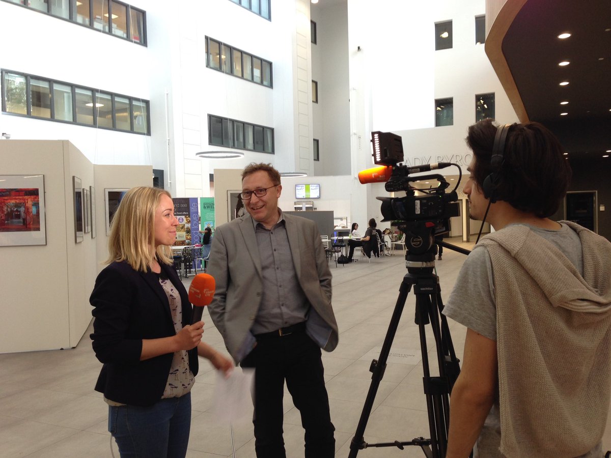 UniWestLondon's tweet photo. Damian Chapman, Head of Design @UWL_LSFMD is being interviewed live on campus by @LondonLive. #UWLShowcase. https://t.co/M1os0mhEPO