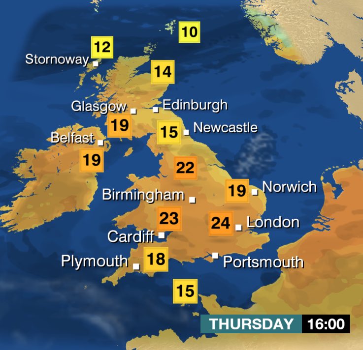 bbcweather's tweet photo. Don't shoot the messenger! Cooling down as we go into the weekend... Jo https://t.co/d9BTjeUe92