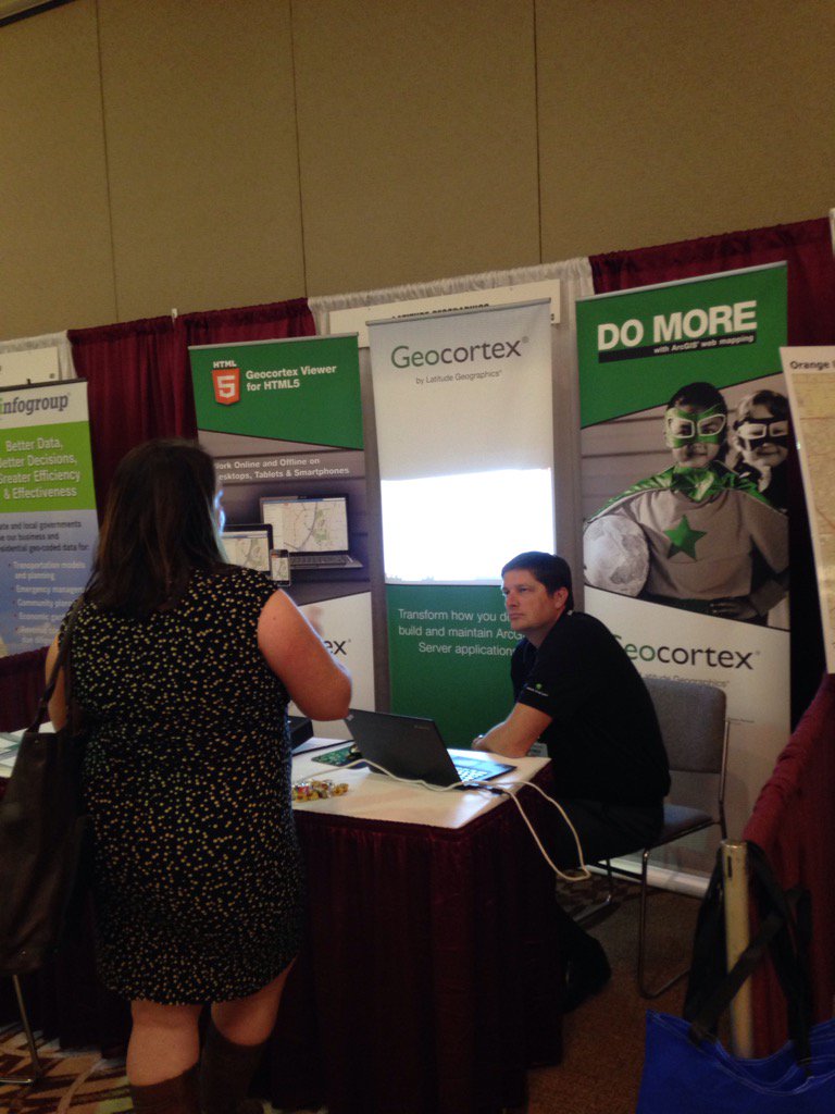 URISA's tweet photo. #CalGIS2016 attendees gathering specs from @Geocortex https://t.co/Sf2RdWikHU