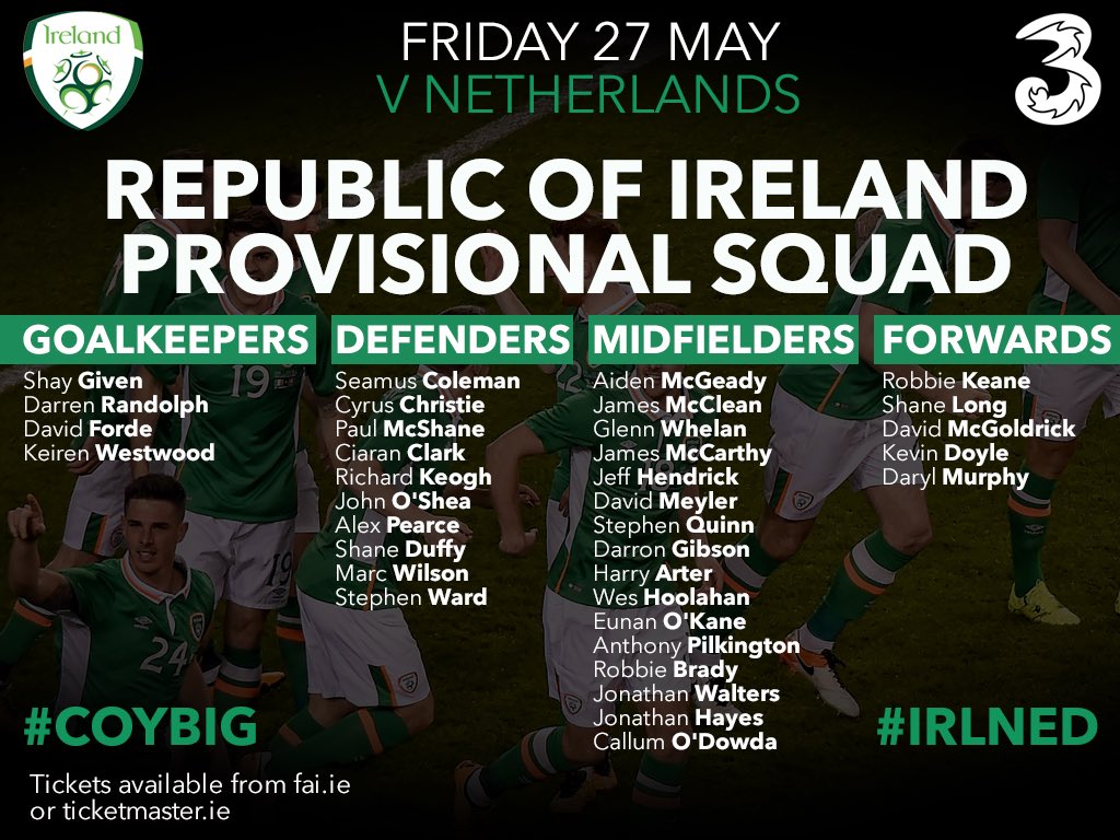 아일랜드 국대 유로 2016 예비명단 | 인스티즈