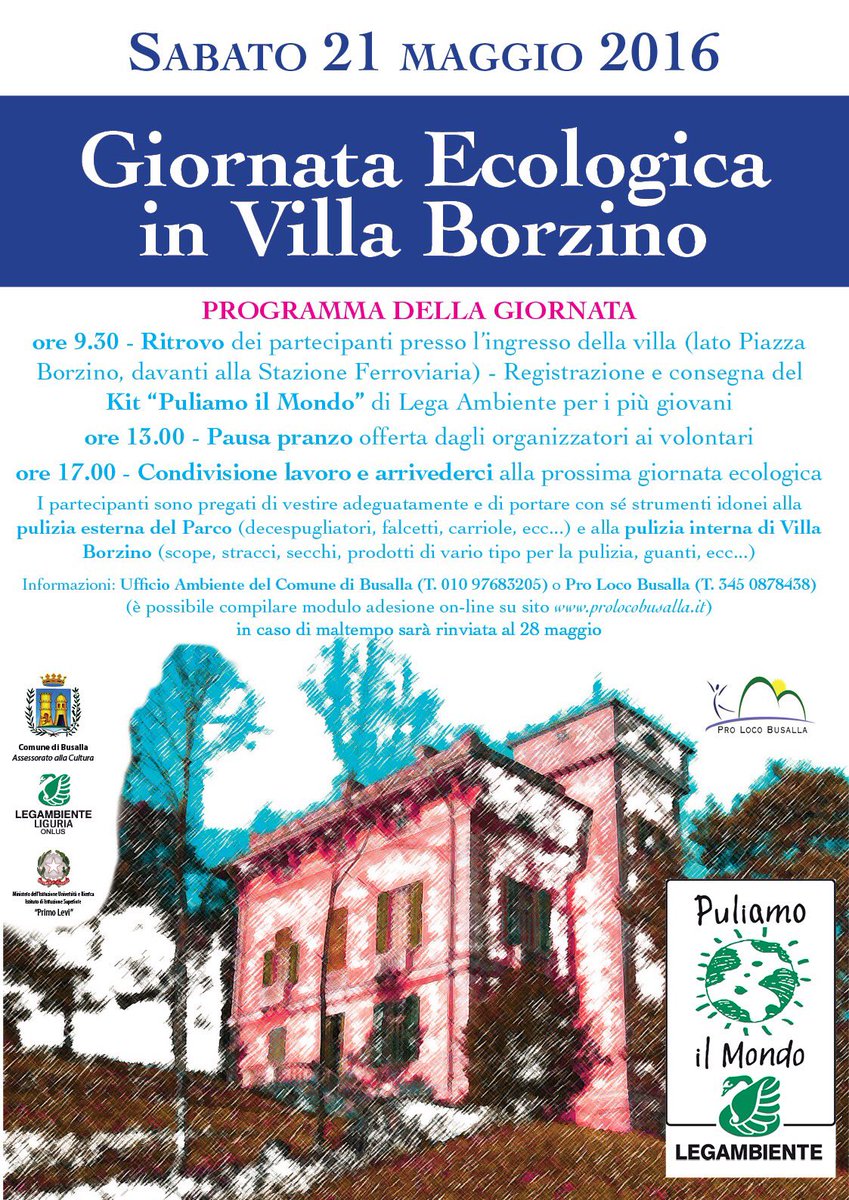#puliamoilmondo a #busalla il 21 maggio 2016 partecipate numerosi