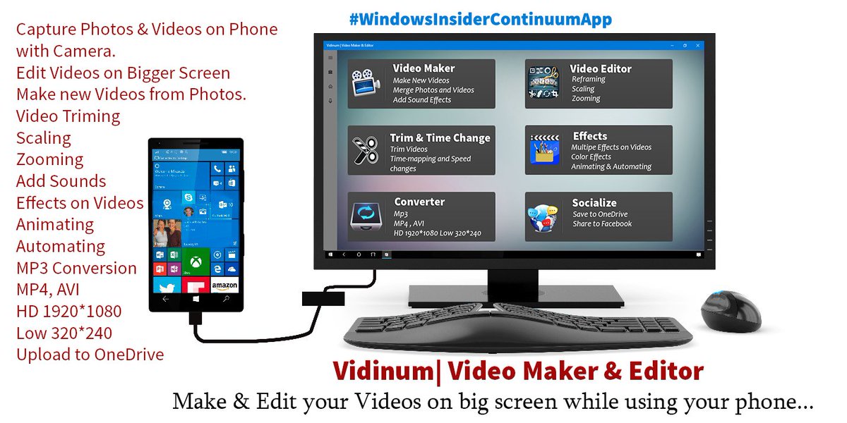 osamausmani1996's tweet photo. #WindowsInsiderContinuumApp Vidinum | Video Maker & Editor. Make and Edit your videos on bigger screen wid Continuum https://t.co/RR1Pc9mMkz