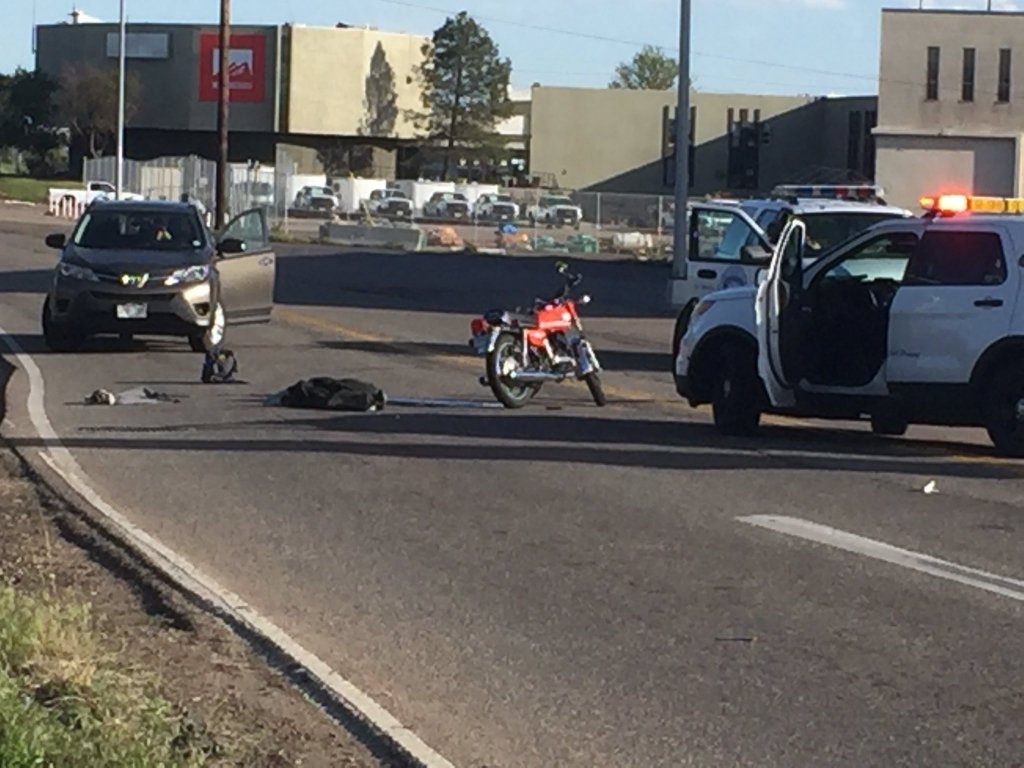 DPD investigating motorcycle vs. vehicle crash at W. Alameda and Platte