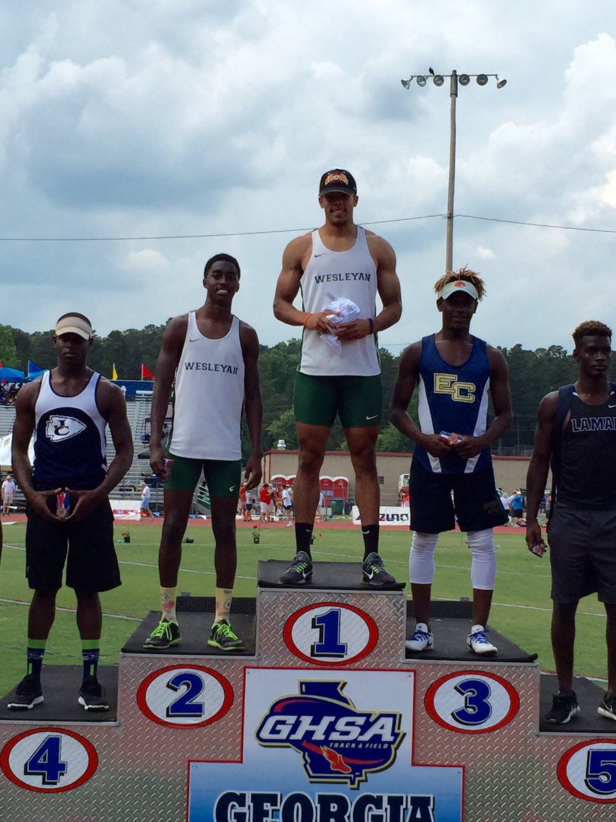 WesleyanWolves's tweet photo. Congrats to Jordan Mack (State Champ) &amp; Jalen Hodges (State Runner-up) in high jump! https://t.co/d23DT9j4B1