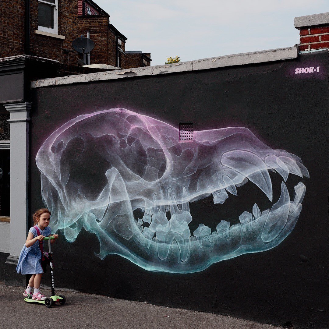 Instagrafite's tweet photo. ‘Dead Dogs’ freehand spray painting by @shok_1 in Walthamstow London. Wall arranged by @woodstreetwalls https://t.co/6KKUYyqvFS