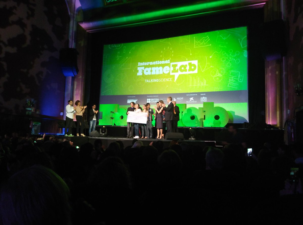 SantiGarciaCC's tweet photo. 1- @AlbaAguion 
2- @Psiqetal 
3- @estenmaticas 
¡Enhorabuena a todos! #Famelab https://t.co/cbkaV02hZk