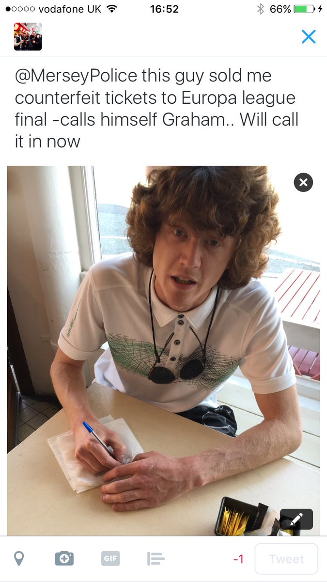 <a href="/LFCSupCom/">LFCSC</a> this guy sold me two fake tickets for £700 yesterday and tried to do another to a mate today, £800