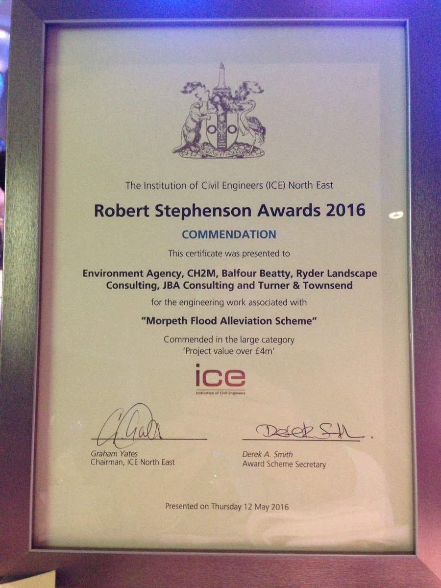 PhilWeltonEA's tweet photo. The @morpethscheme receives commendation in @ICE_NE Robert Stephenson awards. Fantastic Scheme. Great team effort. https://t.co/U21cSwSRN6