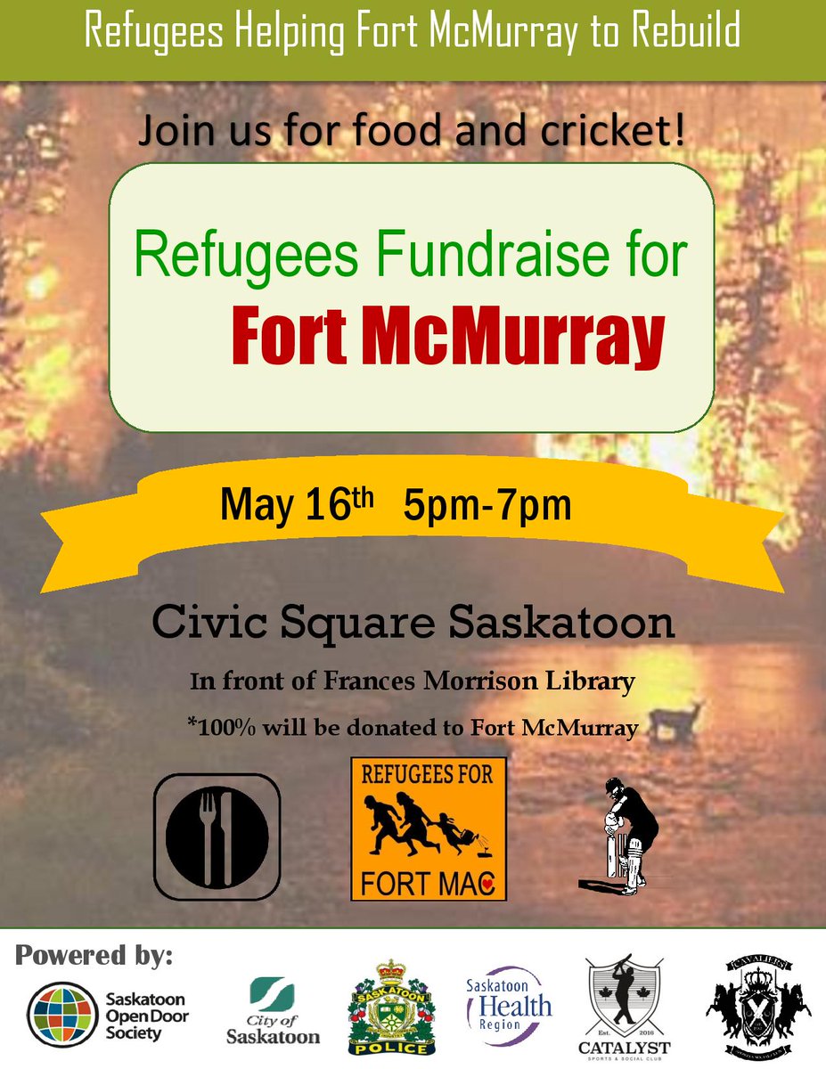 #YXE #FortMcMurray #fundraising #refugees