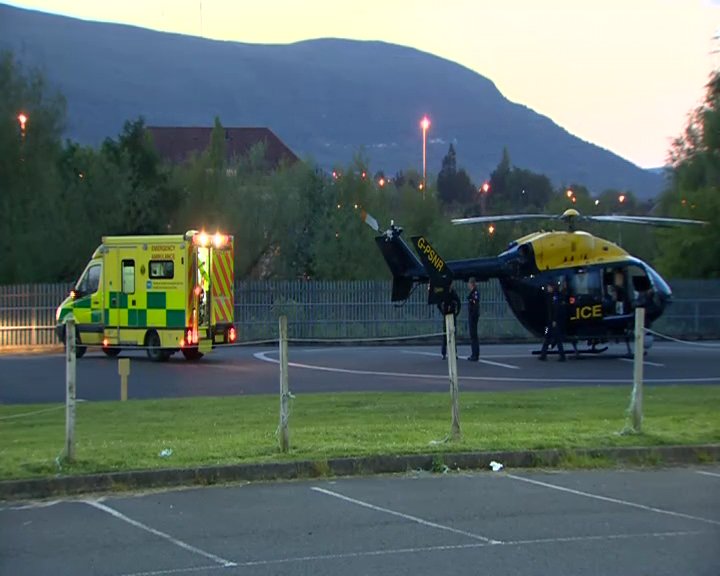 Fronkenstrain's tweet photo. Motorcycle racer Ryan Farquhar has arrived at hospital in Belfast after being airlifted by @PSNIAirSupport https://t.co/gP6a3rhyLL