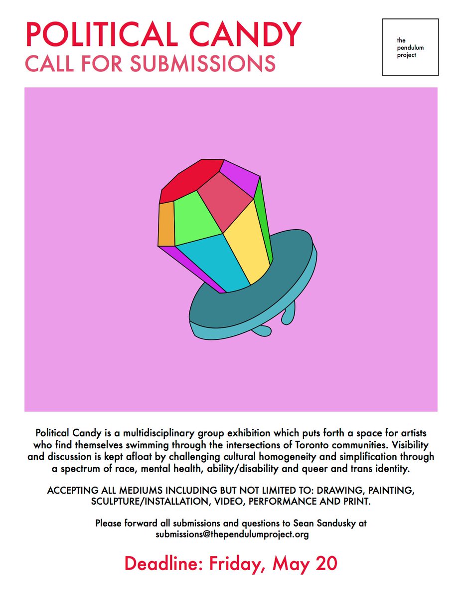 NANToronto's tweet photo. Call for Submissions. Deadline, May 20. @thependulumproj #toronto #callforartists #community #art #artforchange https://t.co/nHPCJ1XxEz