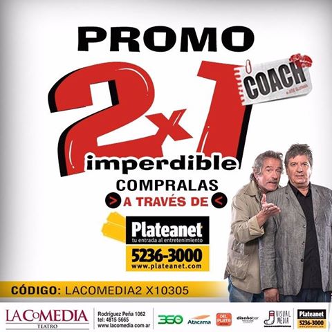 COACHComedia's tweet photo. Corré a comprar en PLATEANET las entradas para #CoachComedia https://t.co/P6JmMfmP5y