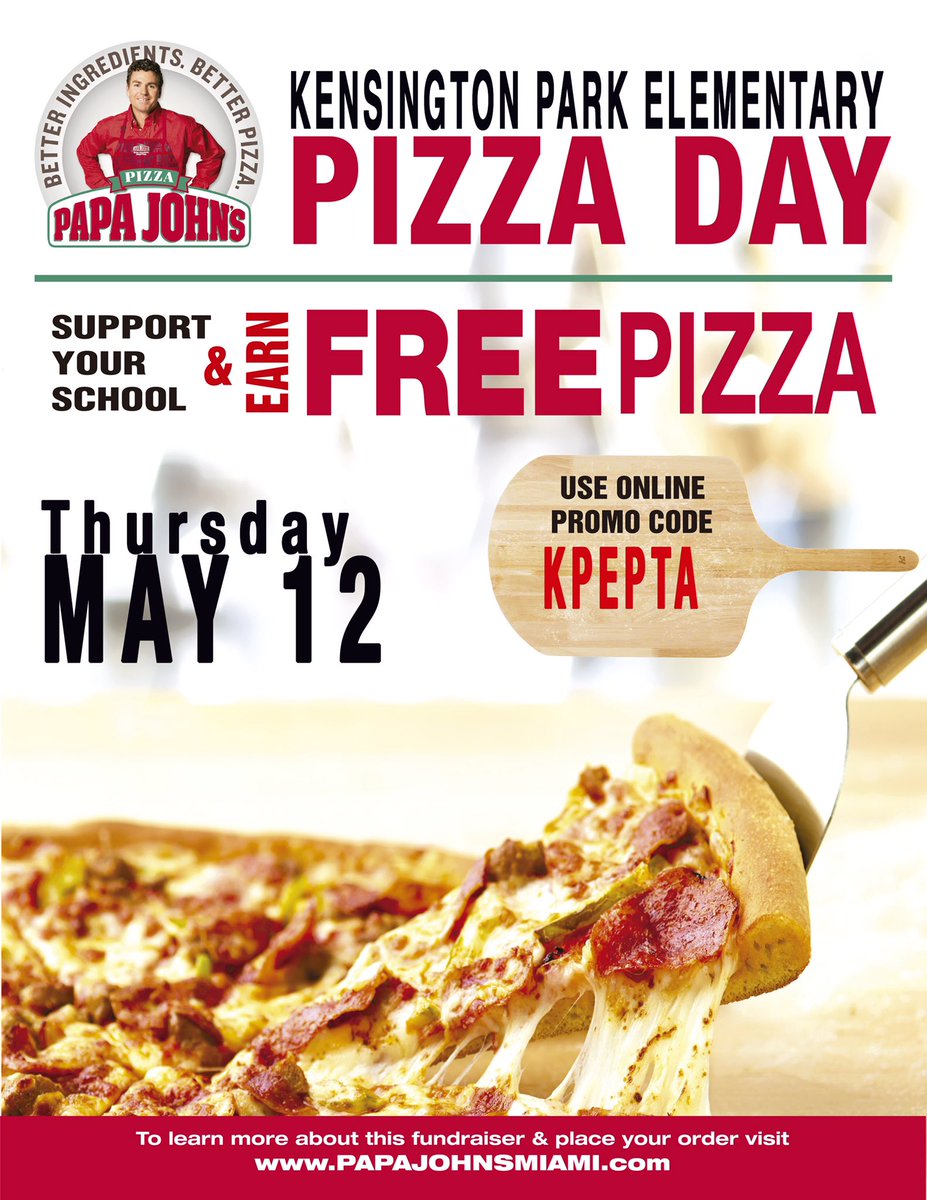 PapaJohnsSFL's tweet photo. 🍕🍕Support @KPELions Pizza Day Fundraiser & earn FREE Pizza @PapaJohns 🍕 #BetterPizzaDay #YourPizzaYourWay #PJMiami🍕🍕 https://t.co/udzZ9rfQEG