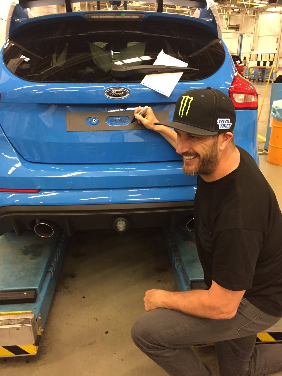 FordRacing's tweet photo. .@kblock43 signed one RS during his visit to the SaarLouis #FocusRS plant. Someone's going to get a fun surprise.. https://t.co/Da4ksWTnEt