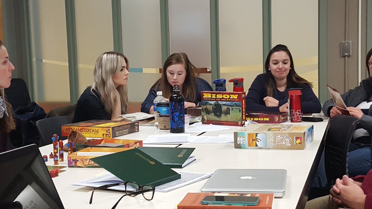 KarissaPiche's tweet photo. We get paid to play! @usaskhist #boardgames #funtimeswerehad #buildinganempire #colonization #waitwat? https://t.co/7k73YVhbIm