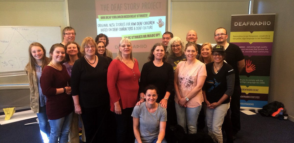 deafradioHQ's tweet photo. Yeah! Champ workshop with a wildly creative NZSL group itching to start creating NZSL stories for kids! #NZSLWeek https://t.co/BZjXiRDSNp