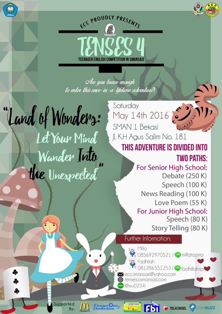 Teenager English Competition in Smansasi <a href="/ECCsmansasi/">ECC SMAN 1 Bekasi</a> 2016 will be held on May 14th!  tenses.osmansasi.com