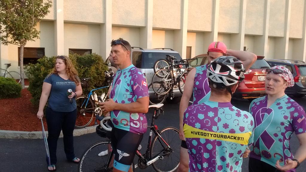C2CBikeRide4PTS's tweet photo. Now: Our riders have completed td's journey to Boston. Under escort of Boston PD motorcycles &amp; Boston EMS. Were here https://t.co/WSpG8vhkWB