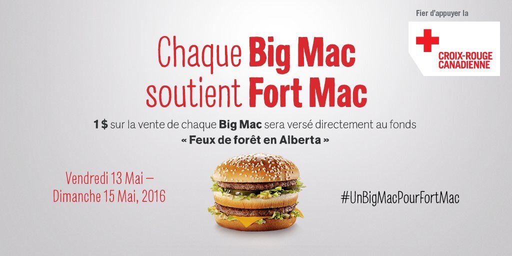 Geekbecois's tweet photo. Manger #UnBigMacPourFortMac durant tout le week-end pour aider! Go au @McD_CanadaFR le plus près! https://t.co/DPf5yLiGjo