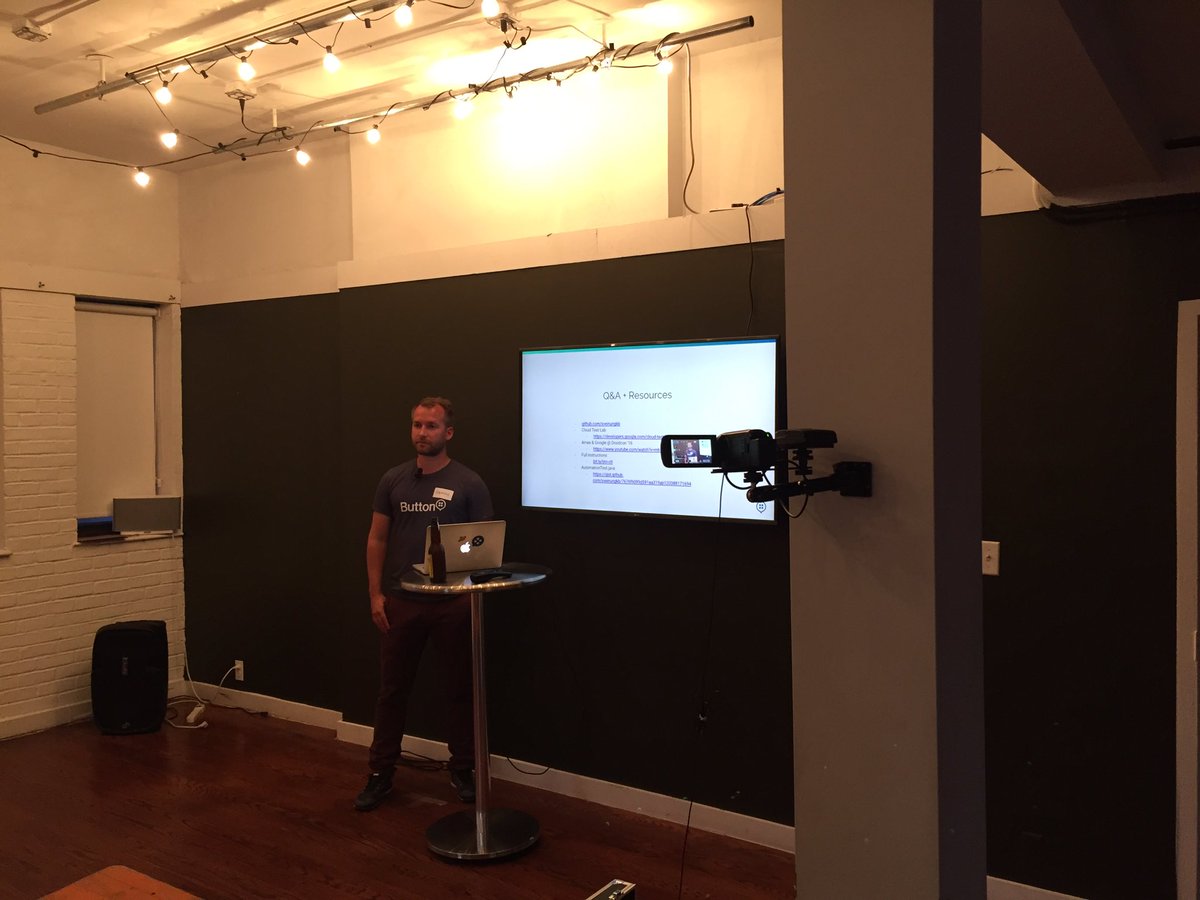 chrismaddern's tweet photo. An awesome talk on @googledevs Cloud Test Lab by @sveinungkb! Video will be up soon! 🎥🤖 #HowWeBuiltIt https://t.co/z3mPkJWtoE