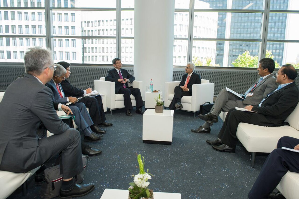 DasShaktikanta's tweet photo. Very productive meeting with ADB President Mr.Nakao in the sidelines of ADB annual meeting last week in Frankfurt. https://t.co/6PMPqWtSIZ