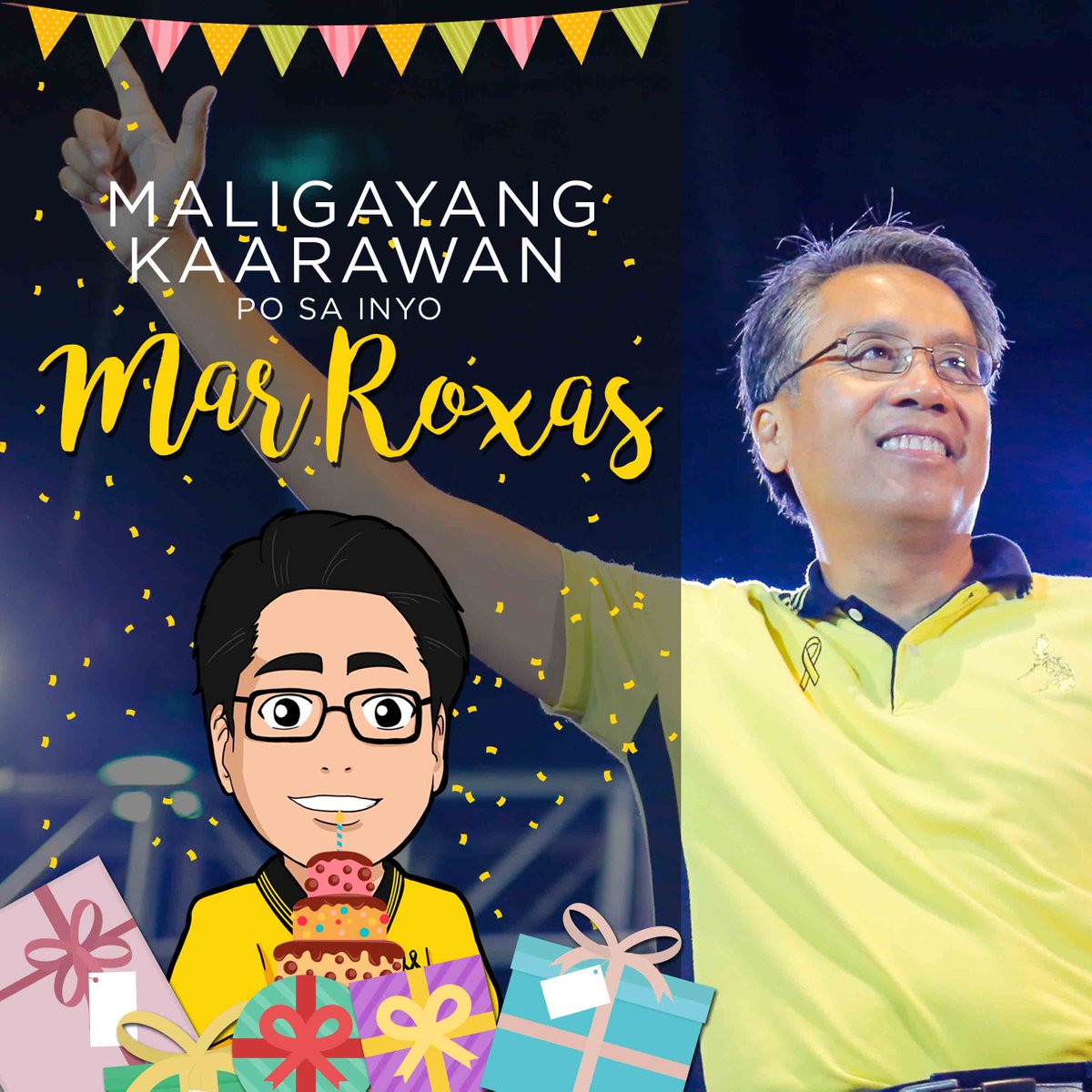 BayangMatuwid's tweet photo. Happy birthday, @MARoxas! We are always here to support you! https://t.co/pzSvDQx2Jv