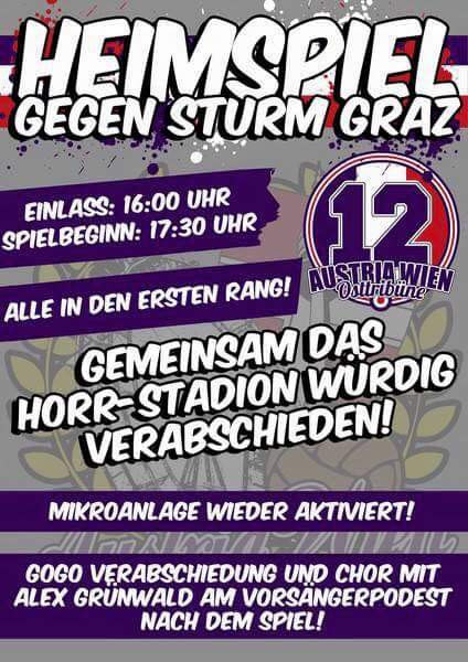 violet_duck's tweet photo. sonntag letztes match in unserem geliebten #horrstadion ALLE VEILCHEN INS STADION!! #faklive #noch1Spiel https://t.co/hnYUDQAvgd