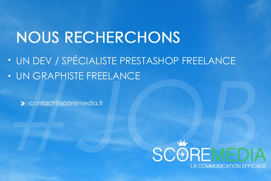 ScoreMedia1's tweet image. Recherchons des pros fiables et investis. #job #freelance #emploi #prestashop #communication #graphisme #webdesign
