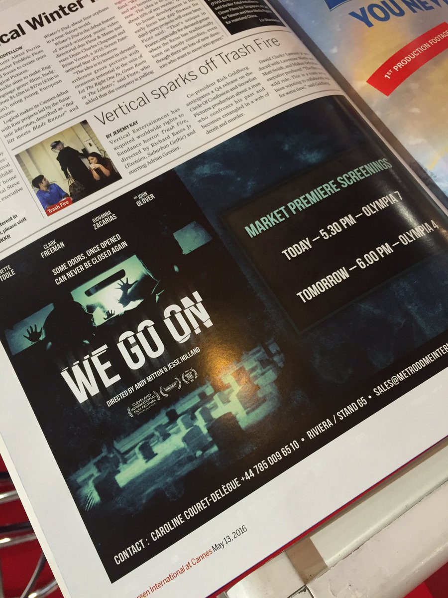 MetrodomeInt's tweet photo. @andymitton and Jesse Holland's #WeGoOn screening at Day 3 of the market! #Cannes2016 https://t.co/j3TpYxggS3