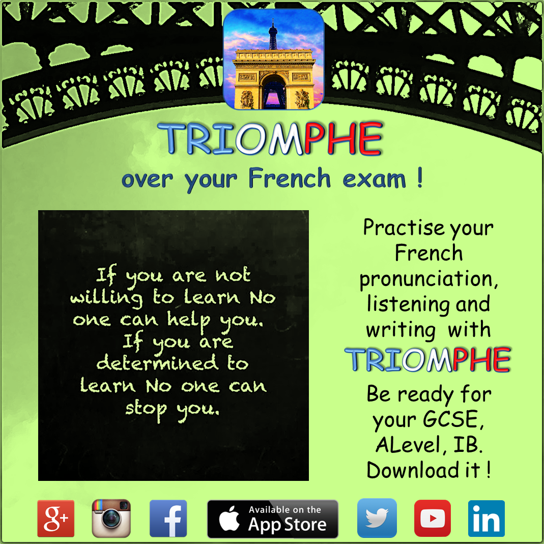 MyTriompheApp's tweet photo. £0.79 BIG #REVISION! #French #App TRIOMPHE helps #students for their French #GCSE #ALevel #IB #exams #iOS #FLE #MFL https://t.co/BGjNZFTUDq