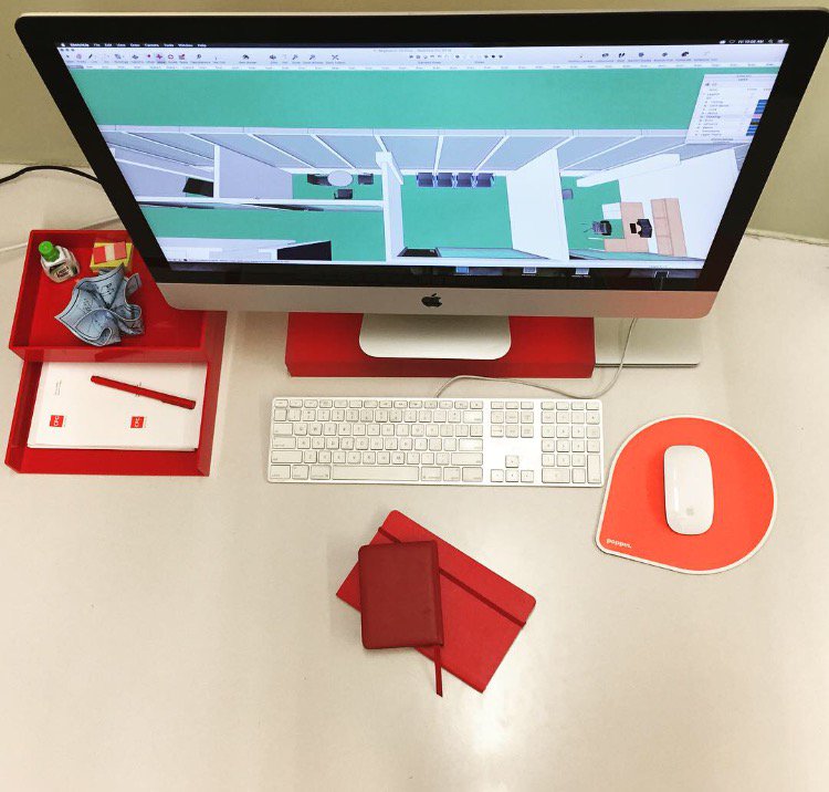 cpgarchitects's tweet photo. It's a grey #Fridaythe13th, but our @poppin desk set is giving us life!
#workinghappy #cpg #red #officestyle https://t.co/NGKoz89iY5