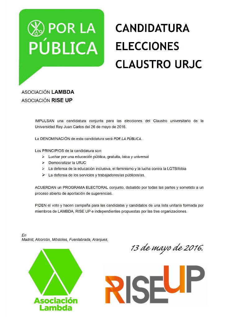 Aquí os dejamos el programa, esperamos veros a todos el día de la  votación :) #ClaustroURJC2016