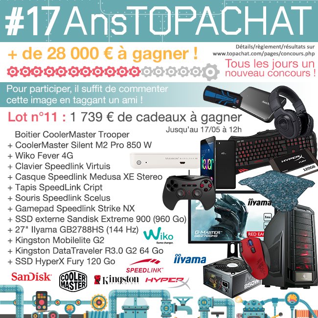 🎁 #26AnsTopAchat (@topachat) on Twitter photo Concours #17AnsTopAchat
1 739 € à gagner avec le #Lot11 !
Pour participer, RT + Follow <a href="/TopAchat/">TopAchat #JeuConfigo</a> :-) Concours #17AnsTopAchat
1 739 € à gagner avec le #Lot11 !
Pour participer, RT + Follow <a href="/TopAchat/">TopAchat #JeuConfigo</a> :-)