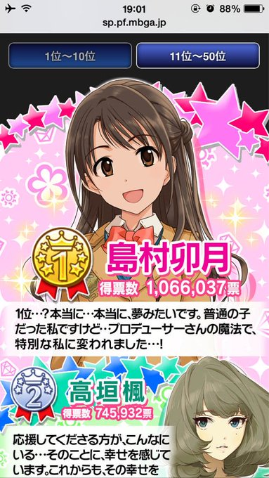 シンデレラガールズ第5回総選挙結果発表の話題 Togetter