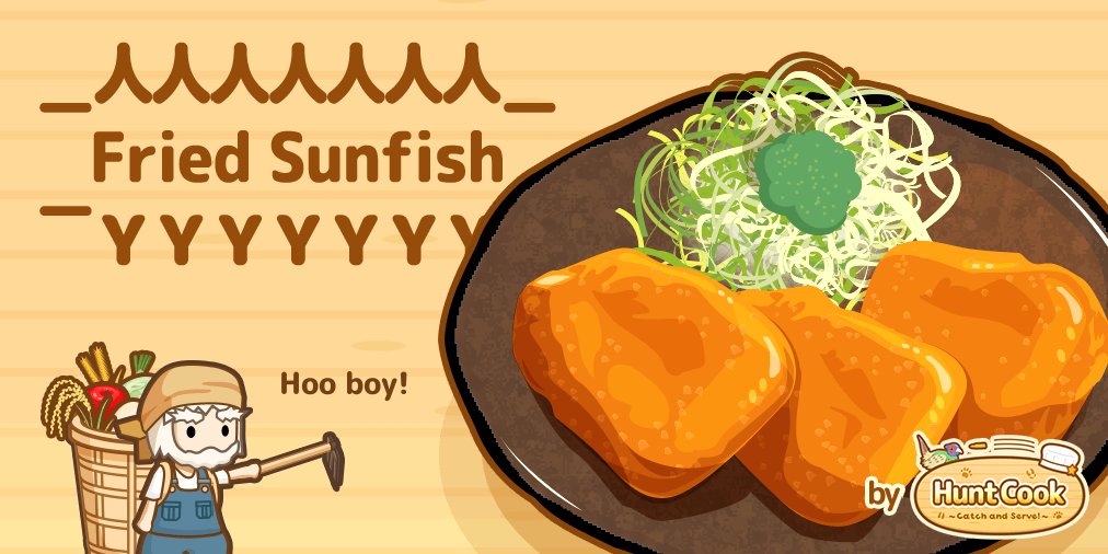 Freely_Thought's tweet photo. Look, I got a Sunfish Meat!
( ・ω・ )
⊃(::::)=3⊂

+ Egg

= …!?

#HuntCookGame https://t.co/VwX65LlOBj https://t.co/Axkl8fTEkl