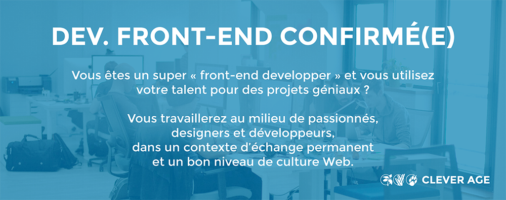 CleverAge's tweet photo. Nous recrutons encore un(e) dev. Front-End confirmé(e) https://t.co/dWcw7wsUDB. On vous attend ! #job #frontend https://t.co/91zOFCldcB