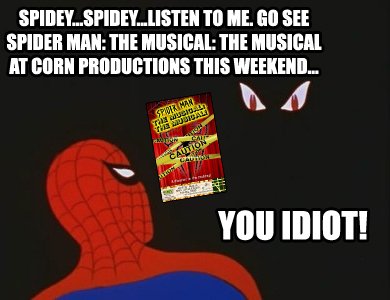 RossDavidChris's tweet photo. 2 shows this weekend! @CornProductions #spidermanthemusicalthemusical #cornproductions #chicago #byob #spiderman https://t.co/ghJF6UsEnf