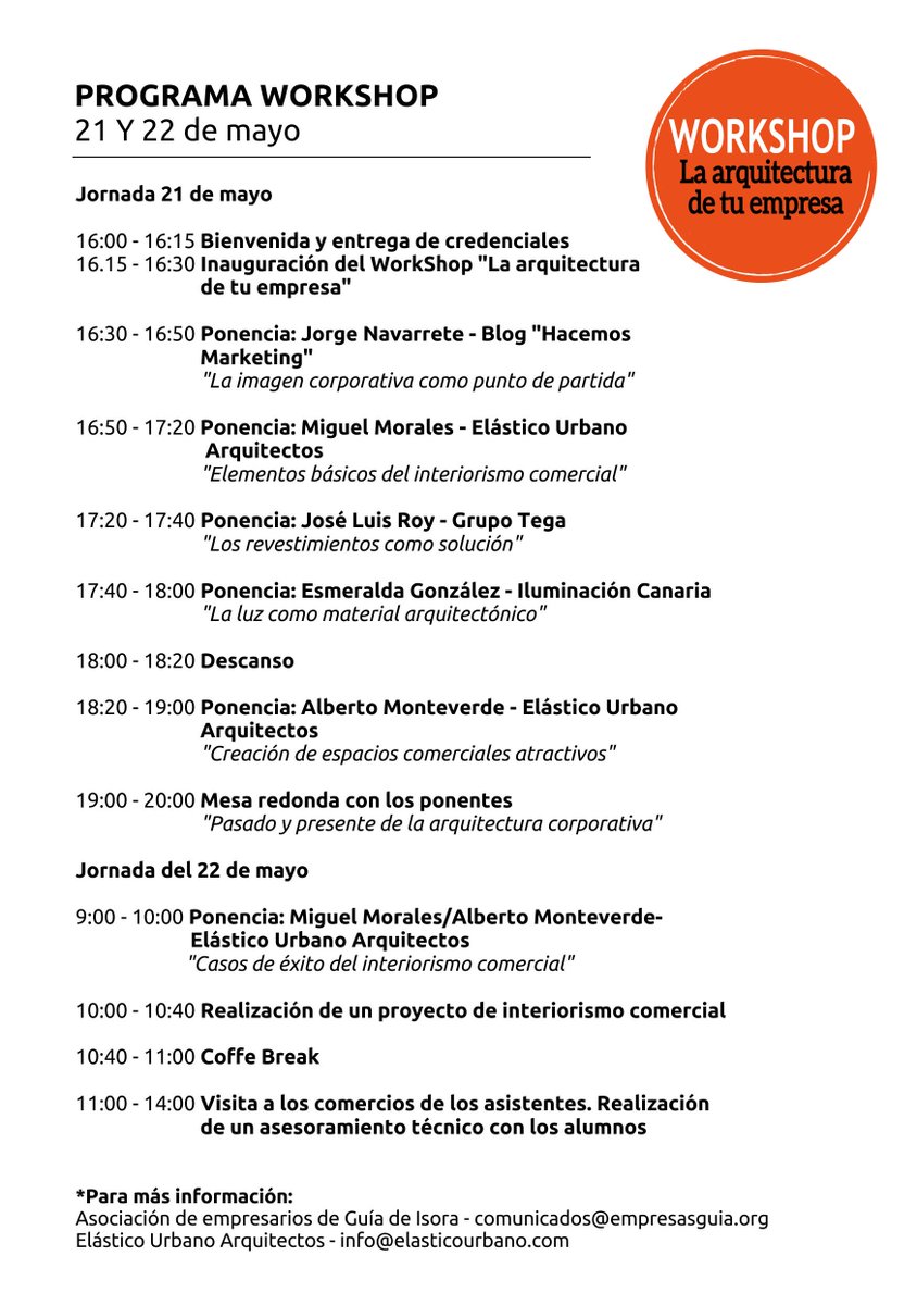 BrandPersonalES's tweet photo. Estaremos en el workshop "La arquitectura de tu empresa" el próximo finde en Guía de Isora con @ElasticoUrbano https://t.co/tDZsivUDdZ