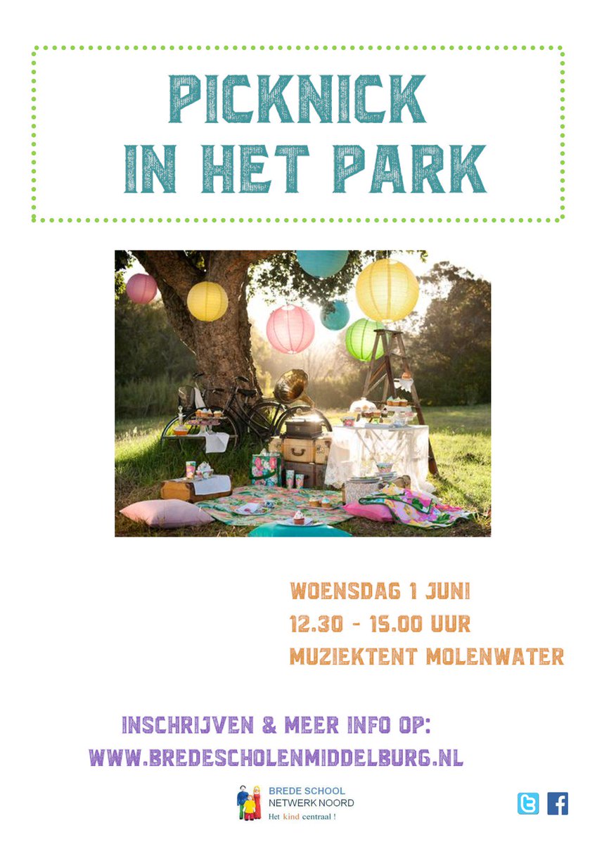 Woensdag 1 juni Brede School Picknick in park Molenwater! Meer info: bredescholenmiddelburg.nl  <a href="/BSNNtweets/">BSN Noord Middelburg</a>