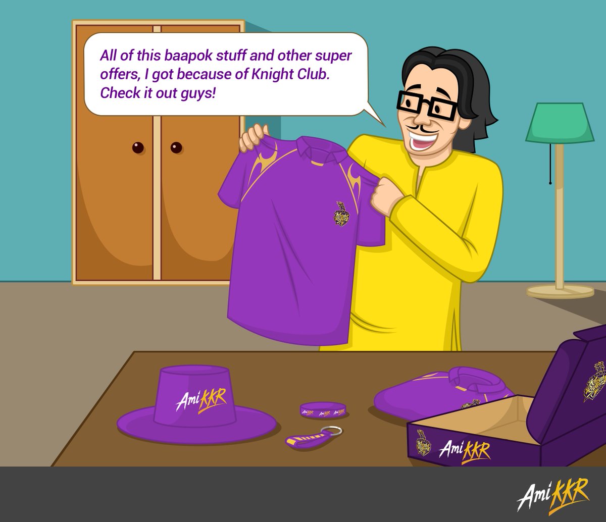 KKRiders's tweet photo. #TutulDa got official KKR merchandise from #KnightClub for himself. Get yours now! Log on to https://t.co/Fw02VV4gsm https://t.co/dB2HWYEu4E