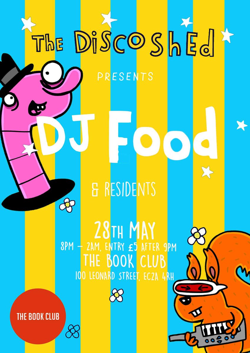 DiscoShed's tweet photo. Counting the hours till our date with @djfood & @BadZuke at @TheBookClubEC2 #Shoreditch #paaaaaaaarty https://t.co/YWMYVPSMHa