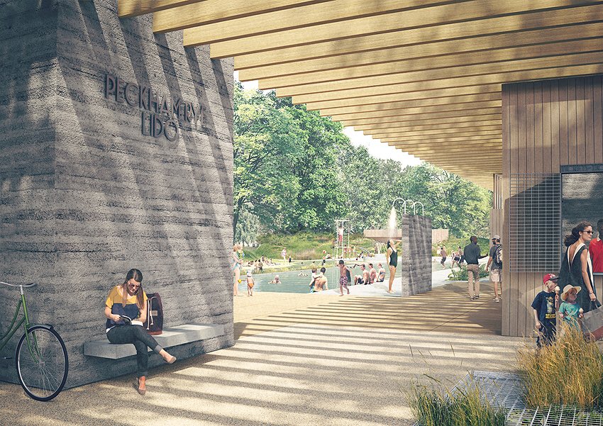 Here it is, architects <a href="/StudioOctopi/">Studio Octopi</a>'s vision for #Peckham #Lido. Donate now! #peckhambeach spacehive.com/peckham-lido
